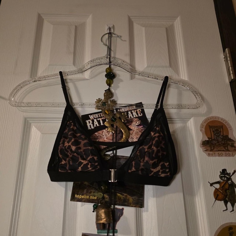 SHEIN Black Trim Leopard Bralette